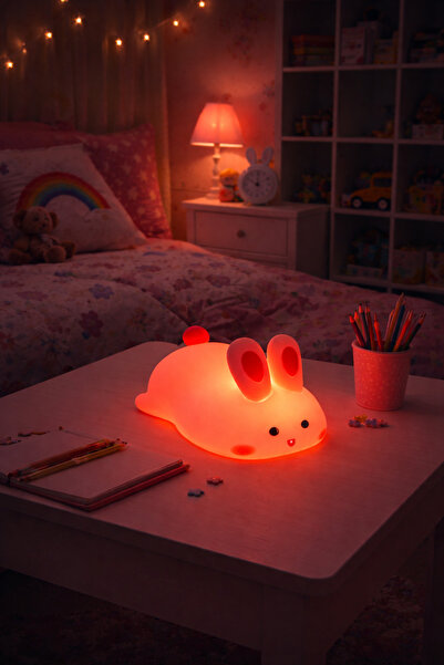 SNA Renk Değiştiren Slikon Lamba Hayvan Figürleri Çocuk Odası Gece Lambası Do...