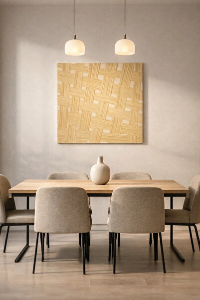 MARIA HOMES Woven Wall Art 80×80 cm – Minimalist Bamboo Woven Design