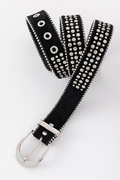 Pantastic Jeans حزام خصر نسائي من الجلد السويدي مع إكسسوارات معدنية مقاس 3.5 سم