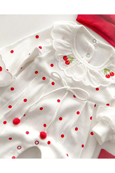 hümabebe Seasonal 3-Piece Jumpsuit Set with Cherry Embroidery on the Collar a...