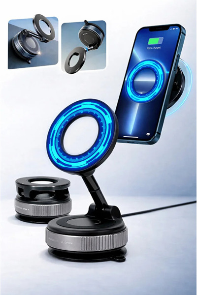 TUMU LIFE Güçlü Vakumlu 360° Dönebilen Manyetik Telefon Tutucu Ayna Cam Araba...