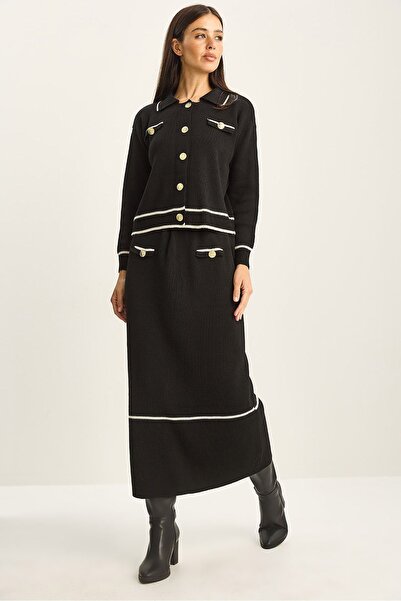 Hiccup LUCCI two-piece midi set, ribbed knit and button closure