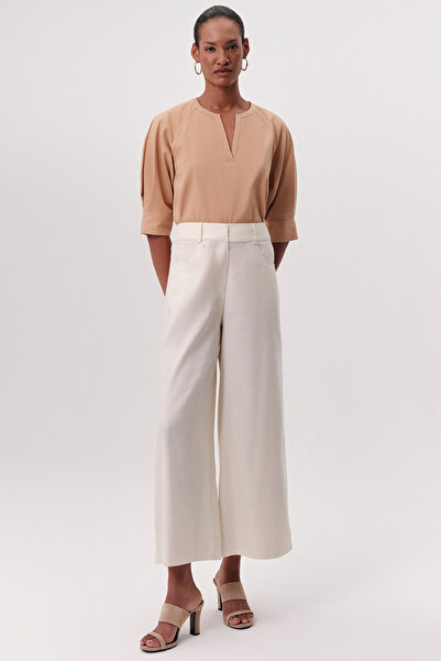 Exquise High Waist Zipper Pocket Wide Leg Regular Pants