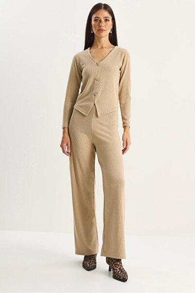 Hiccup LUCCI V-neck knitted two-piece set with wide cut