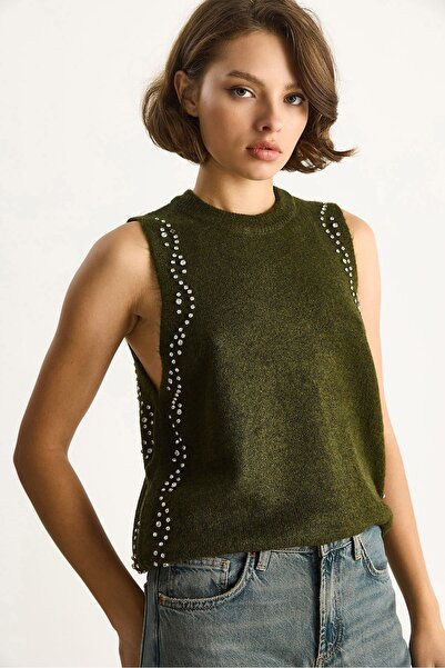 Hiccup LUCCI blouse with round collar and Rib Knit