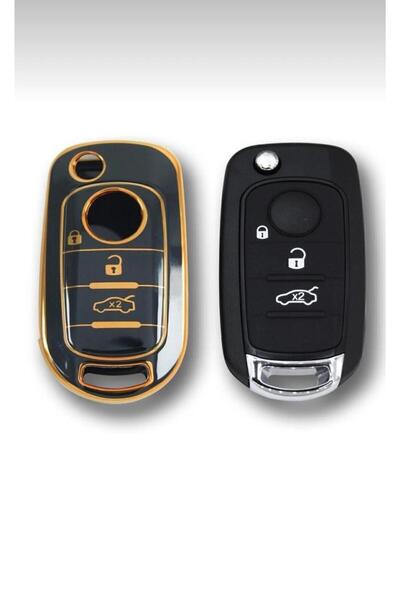 ÖZEN KEYS Fiat Egea Black Auto Key Control Case Cover Auto Keychain