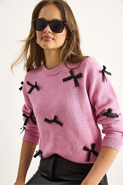 Hiccup LUCCI Bow Detailed Crew Neck Sweater