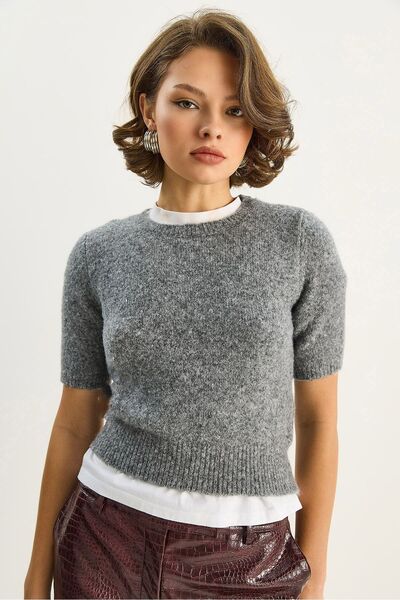 Hiccup LUCCI Short-Sleeved knitted sweater with round collar