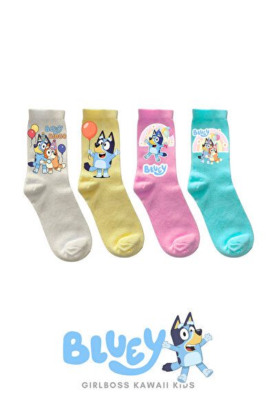 Girlboss Kawaii Bluey 4-Pack Soft Colored Socks