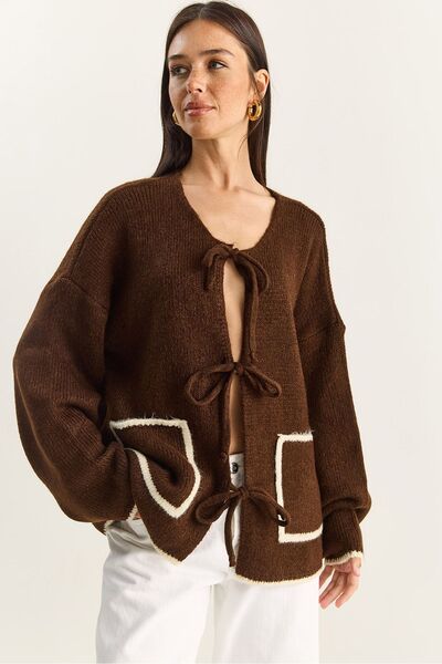 Hiccup LUCCI Oversized Knit Cardigan with Tie Closure