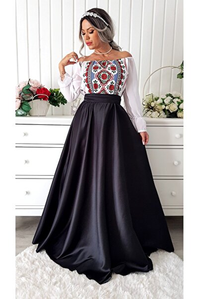 Voguesta Rochie lungă cu motive tradiționale Marya