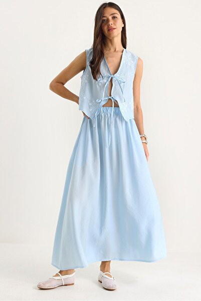 Hiccup LUCCI Tie Closure Blues-Skirt Co-ords