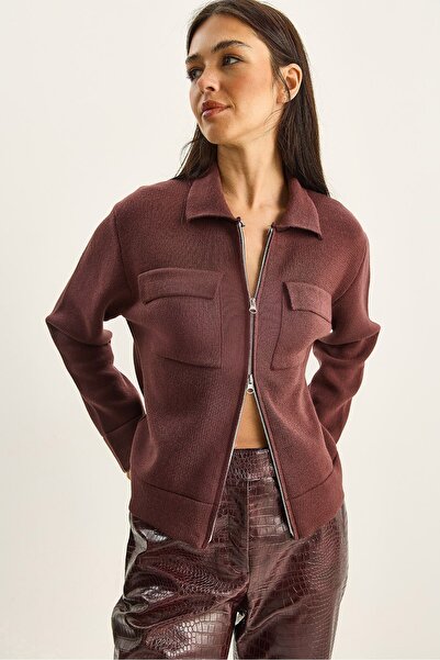 Hiccup LUCCI ribbed knitted cardigan with zipper and pockets
