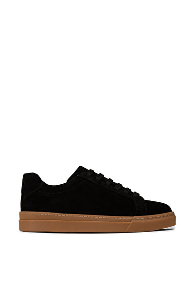 Deery Men's Genuine Suede Black Sneakers