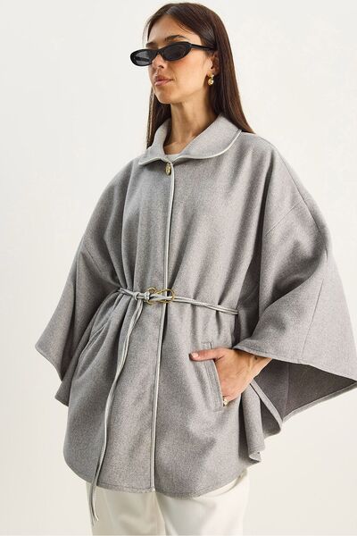 Hiccup LUCCI Oversized Textured Wool Blend Coat with Jacket Collar