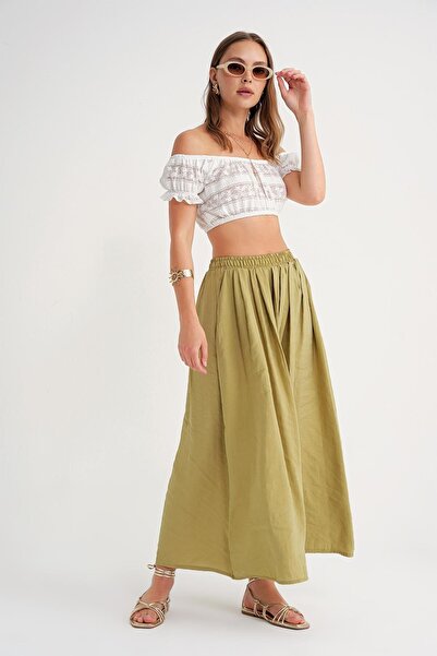 Hiccup Mixray high-waisted maxi skirt with drawstring waist