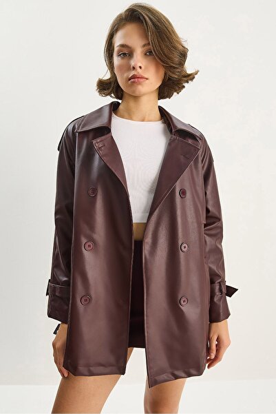 Hiccup LUCCI Double-Breasted eco- Leather trench coat