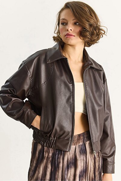 Hiccup LUCCI jacket made of eco- Leather , loose fit, with zipper and pockets