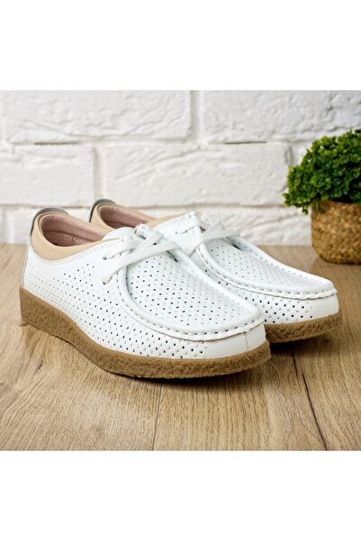 Matstar Mocasini ușori din piele perforată pentru femei, moi și respirabil, 1...