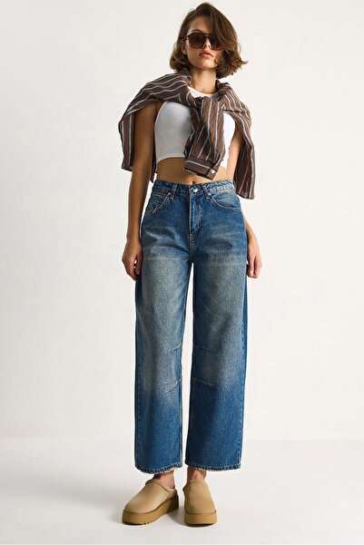 Hiccup LUCCI High-Leg textured Denim pants