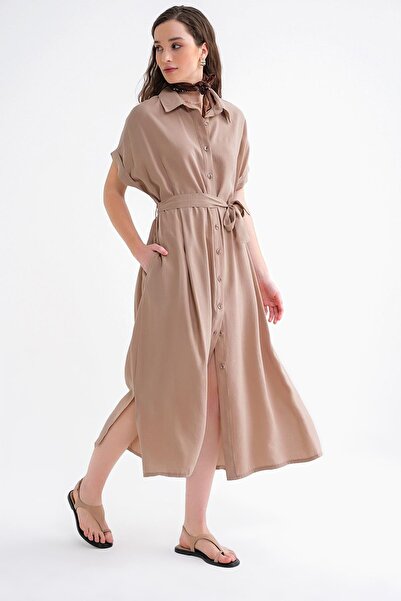 Hiccup Mixray shirt dress with belt detail