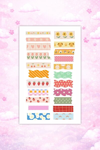 LABELOVE 54 Adet Washi Tape Sticker Seti – Renkli Desenli Bant Etiket Koleksiyonu – Planner, Ajanda & Defter