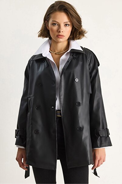 Hiccup LUCCI Double-Breasted eco- Leather trench coat