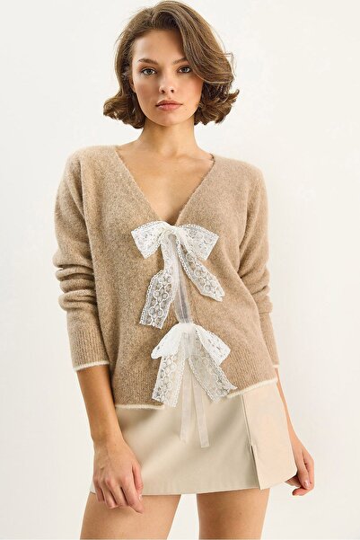 Hiccup LUCCI Knit V-Neck Cardigan with Lace Tie Closure
