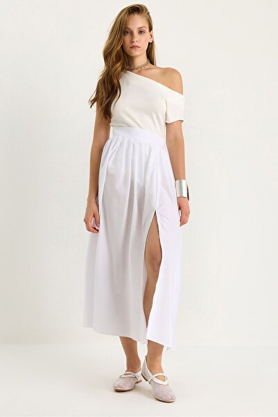 Hiccup Fustă evazată cu crăpături și talie înaltă Bianco Lucci