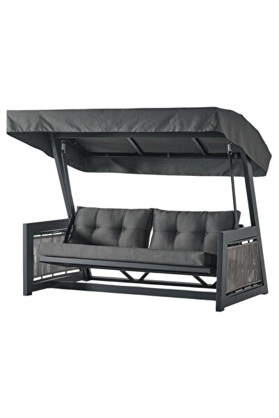 ReHome Moderna Rope Alüminyum Gövdeli Minderli Üç Kişilik Bahçe Balkon Salıncağı