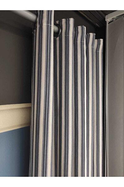 Evcimenhome Rustic Curtain (Lined) Cotton Fabric. Eyelet Metal Ring 170Cmx225Cm