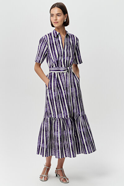 Exquise Shirt Collar Short Sleeve Regular Midi Dress