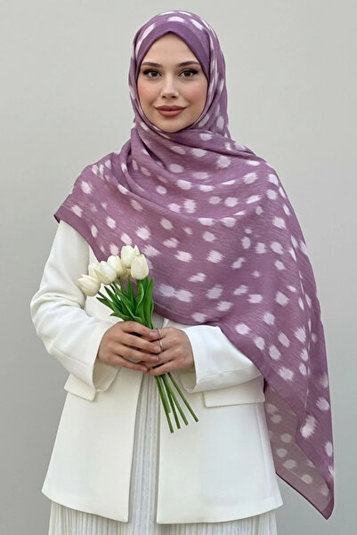 bysoca Women's Lilac Ikat Polka Dot Patterned Soft Textured Cotton Seasonal H...