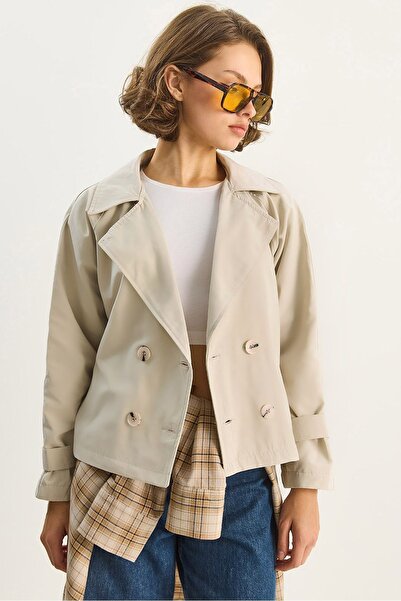 Hiccup Short trench coat with a loose fit and two buttons LUCCI