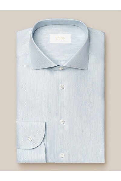 Eton Mavi Pamuk Kaşmir İpek Gömlek