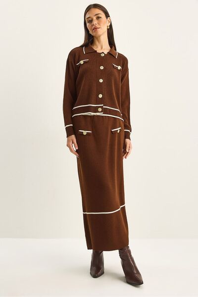 Hiccup LUCCI two-piece midi set, ribbed knit and button closure