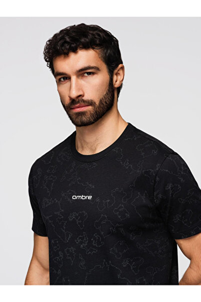 OMBRE Tričko s potlačou OM-TSFP-0263 Čierna Bavlnené