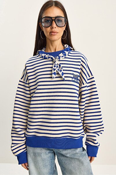Hiccup LUCCI hooded sweatshirt with stripes, featuring a drawstring.