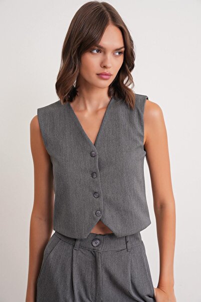 Hiccup Mixray V-neck buttoned Vest