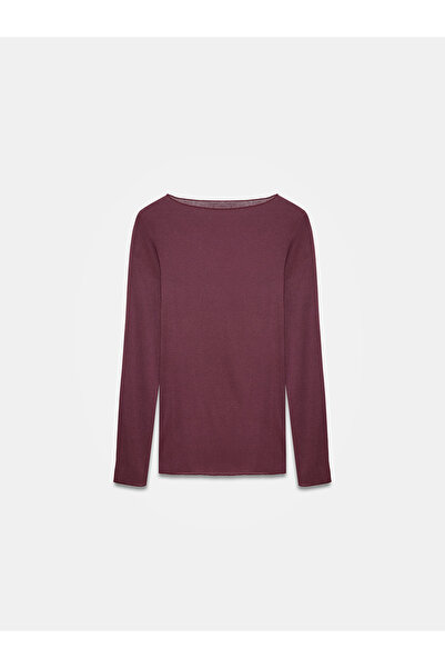 Dilvin 32122 Kayık Yaka Modal Kaşmir Ultra Hafif Bluz-K.Mürdüm