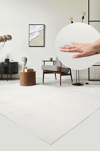 Decomia Home Puffy Peluş Post Beyaz Kaymaz Salon Halısı Koridor Halısı Çocuk ...