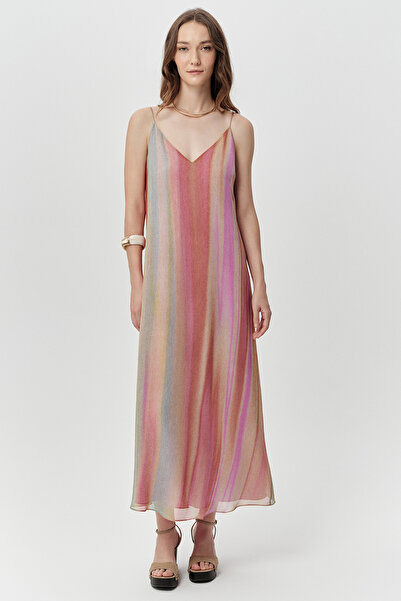 Exquise V-Neck Strappy Lined Regular Midi Dress