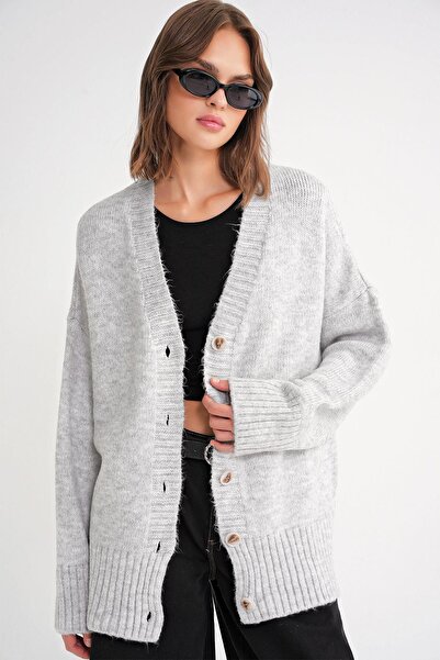 Hiccup Mixray ribbed knit cardigan with V-neck