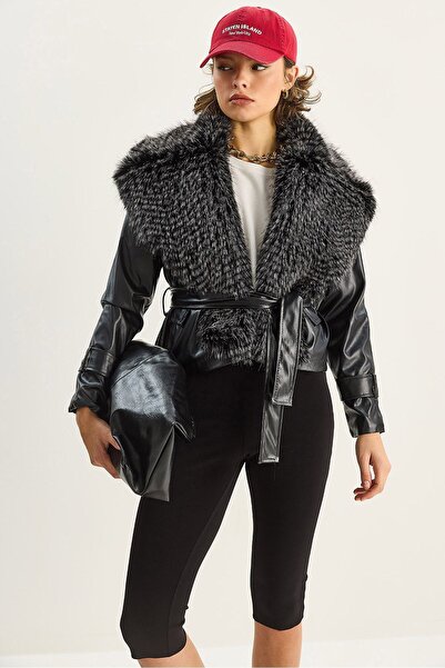 Hiccup LUCCI Faux Kožaki jakna e Faux Fur Kolar