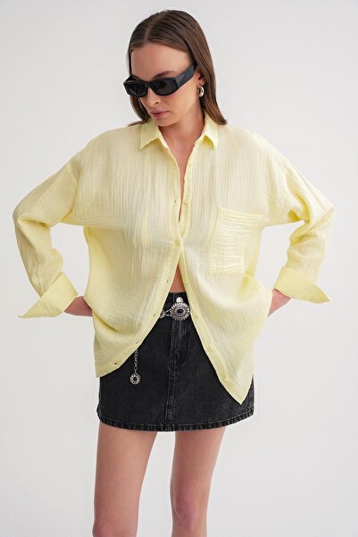 Hiccup Mixray oversized shirt with pocket detail