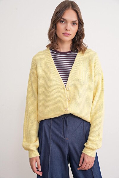 Hiccup Mixray textured V-neck button cardigan