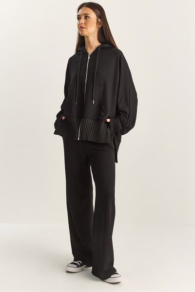 Hiccup LUCCI oversized Hooded cardigan and wide-leg pants set
