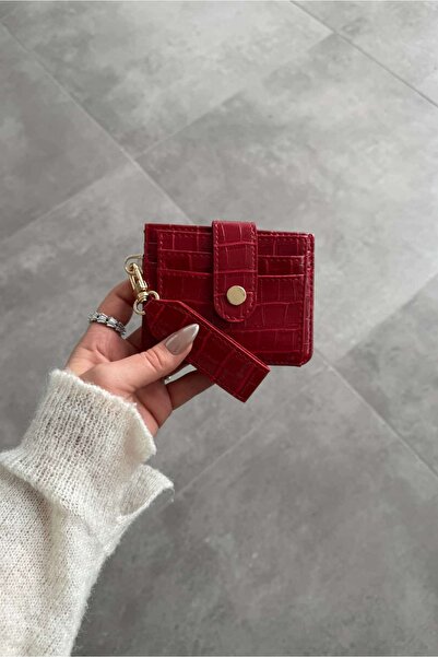 Yuka Atelier Minimal Wallet with Crocodile Patterned Velina Keychain and Card...