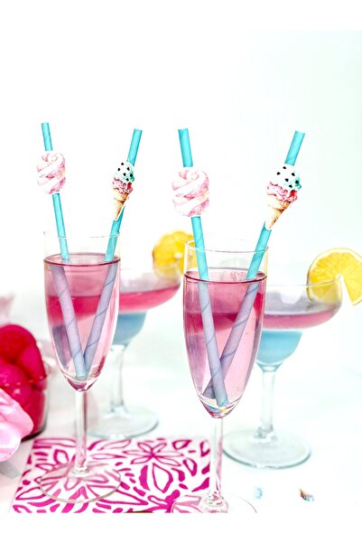 Flu Party Cotton Candy Party Straw Set – Beverage Presentation Accessory