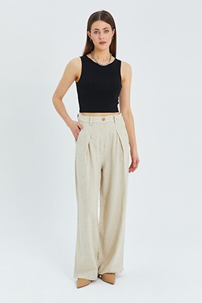 Hiccup Mixray High-Leg pleated Palazzo Pants